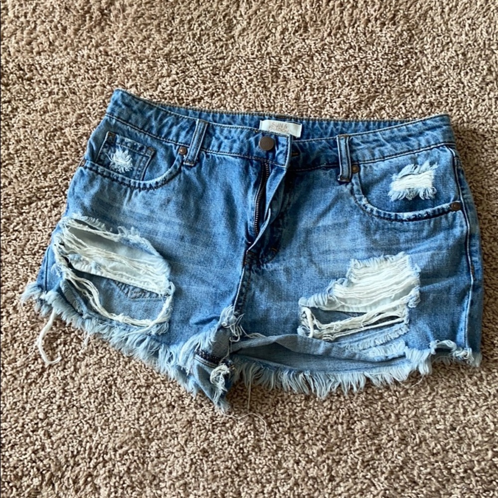 Ripped Denim Shorts